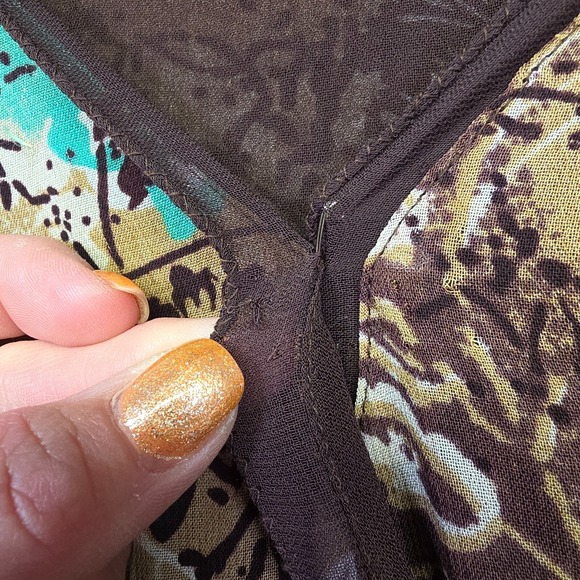 Style & Co Maxi Dress Womens Plus 22W Brown Floral Boho Fairycore Butterfly - Picture 7 of 16